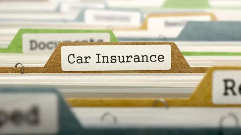 Car Insurance folder among other labeled folders in organized filing system.