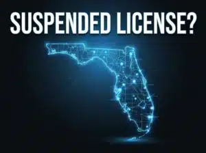 Suspended license? Glowing digital outline of the state of Florida for car insurance with a suspended license in Florida